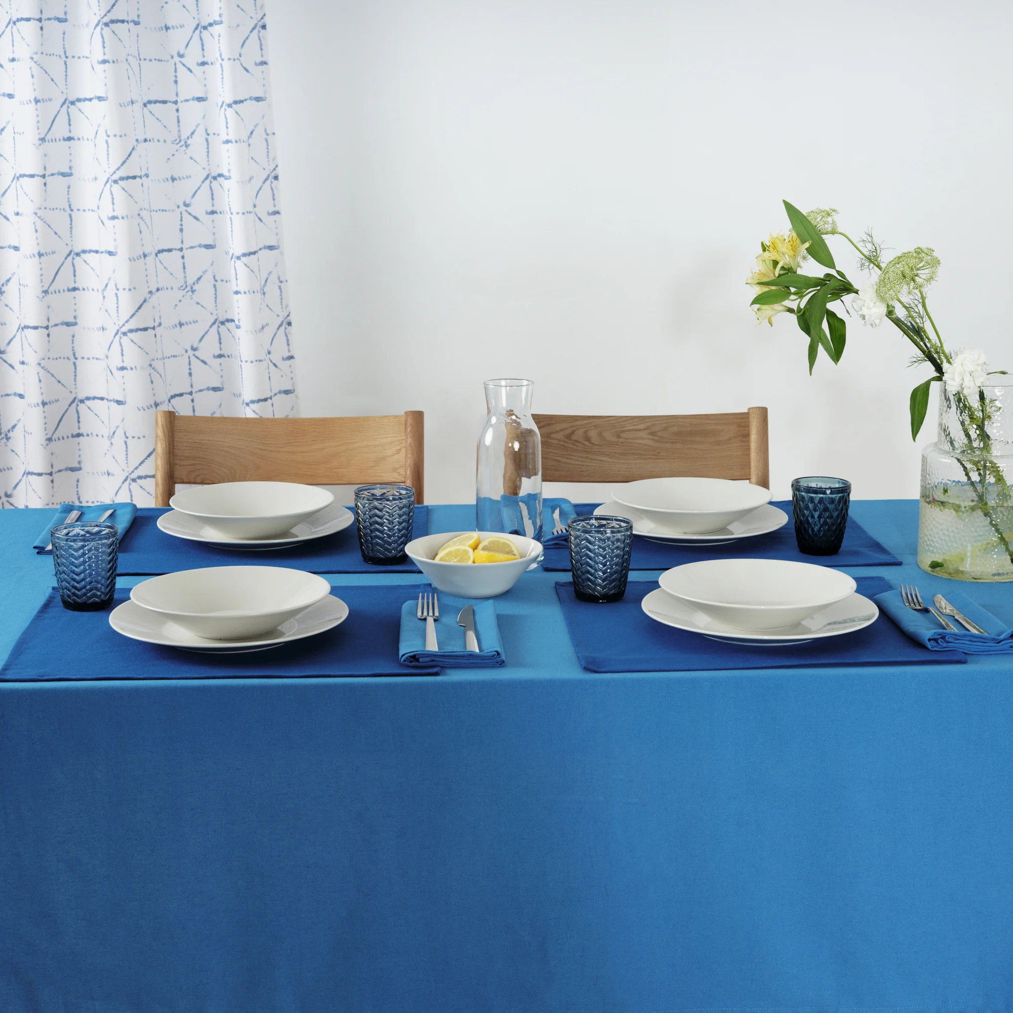 Mantel liso Lino 100% tacto tela Azul Cielo - Imagen 6