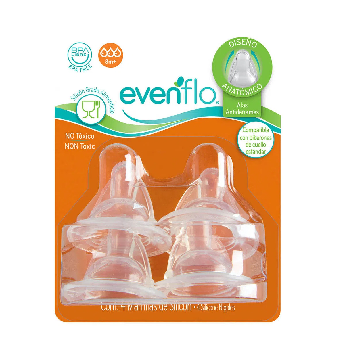 Tetina Evenflo Anatómica Air Vents Estándar 8m+ 4pz - Imagen 2
